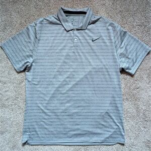 Nike Golf Men's XL Striped Short Sleeve Polo Shirt Green/Grey Dri-fit